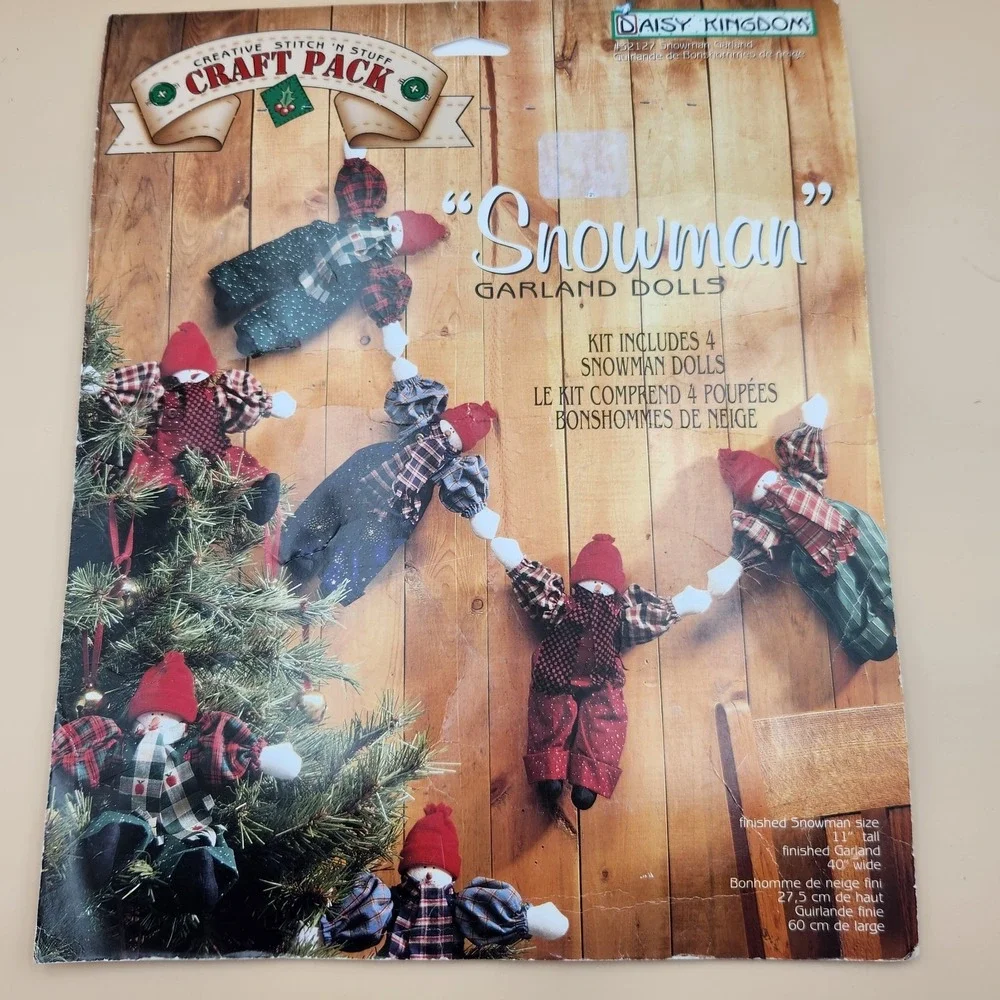 Daisy Kingdom Vintage Snowman Garland Dolls Christmas Country Decor 32127 NEW